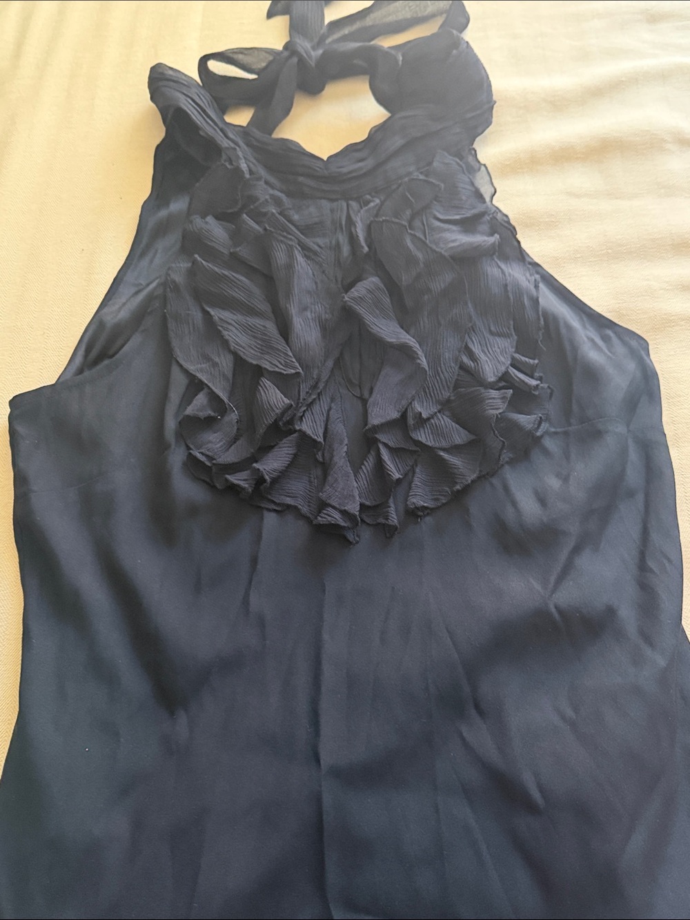 Marciano Black Ruffle Halter Top, Size M, chest- 36”, Length-26”, new! Perfect!